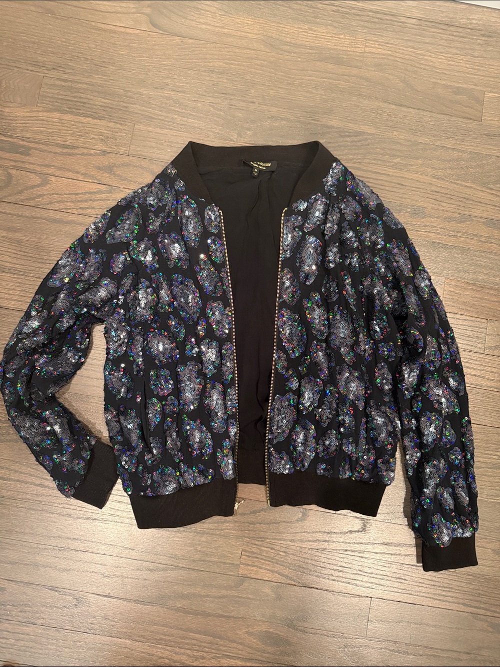 Juicy Couture Sequin Embellished Bomber Jacket - Black